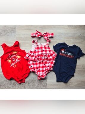 Cat & Jack Baby Rompers & Star-Print Check Ruffled Romper Set 6-9 Months